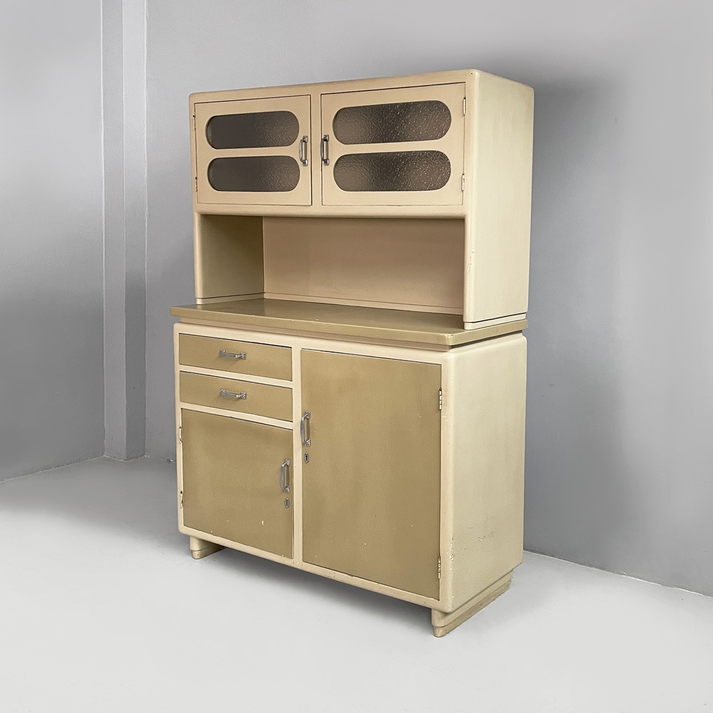 Credenza in legno verde chiaro e vetro, 1940 ca.