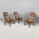 Poltrone con braccioli in rattan, 1960 ca. 