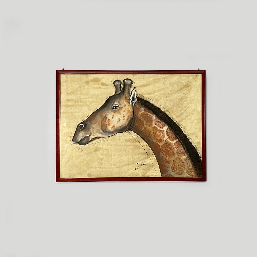 Quadro con giraffa di Etiennette Johan, 1930 ca.
