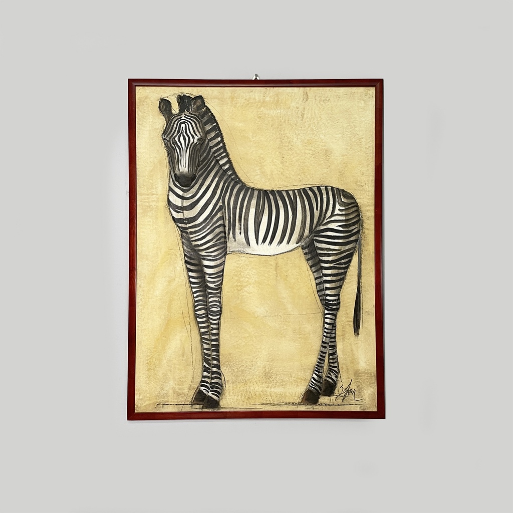 Quadro con zebra di Etiennette Johan, 1930 ca.
