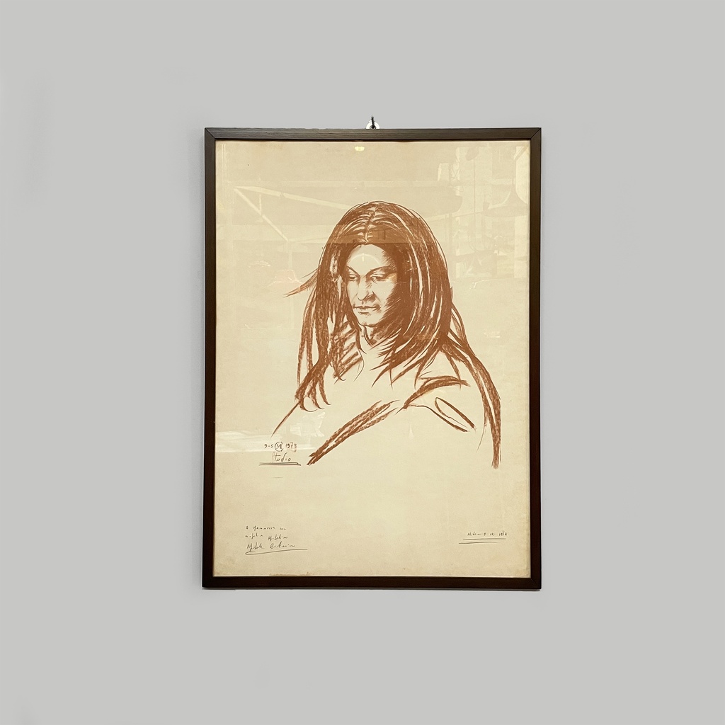 Quadro di volto di persona su carta, 1973