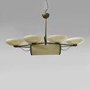 Lampadario in ottone e vetro, 1930 ca. 