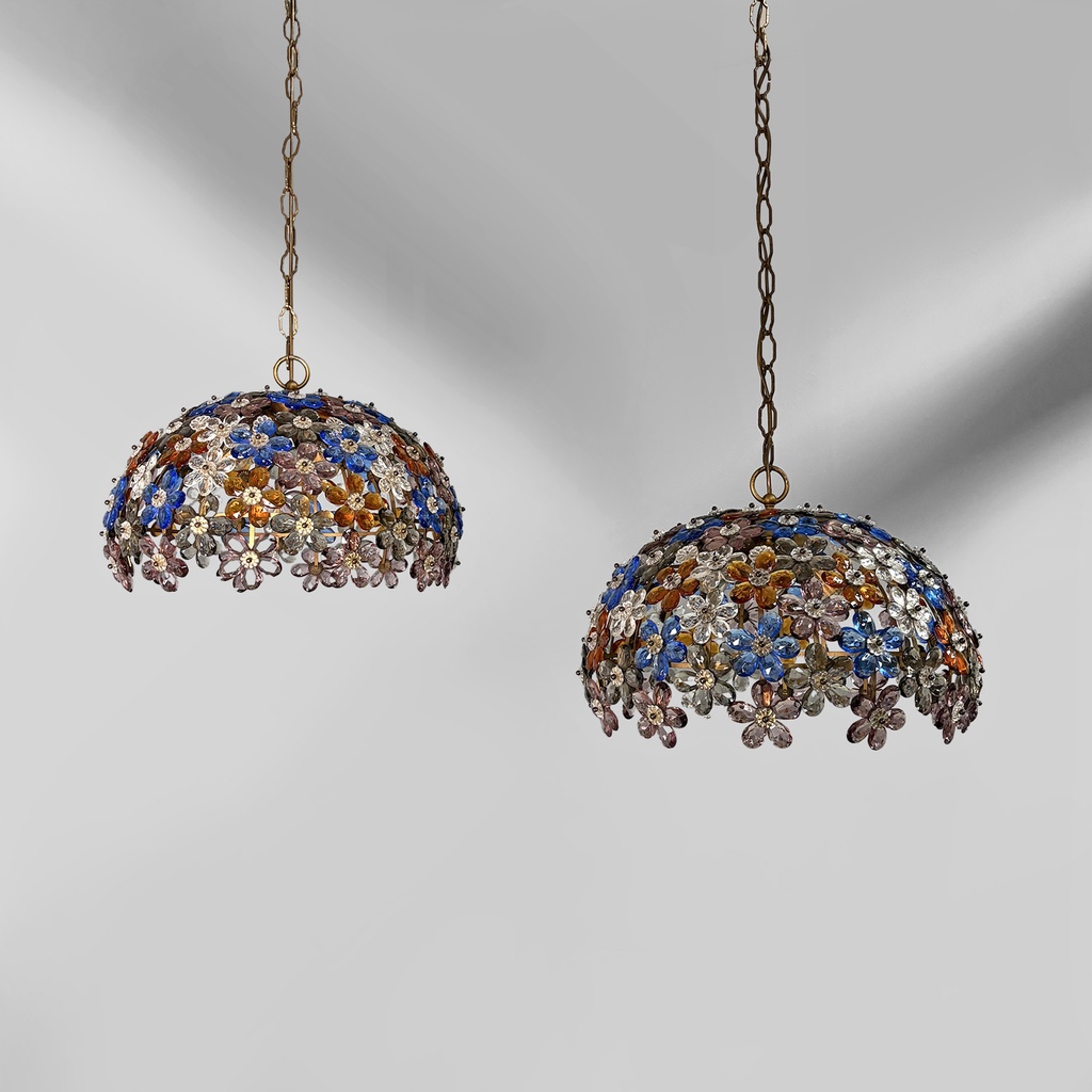 Lampadari in vetro e metallo, 1960 ca.