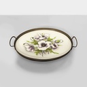 Vassoio con fiori in ceramica e metallo, 1920 ca.