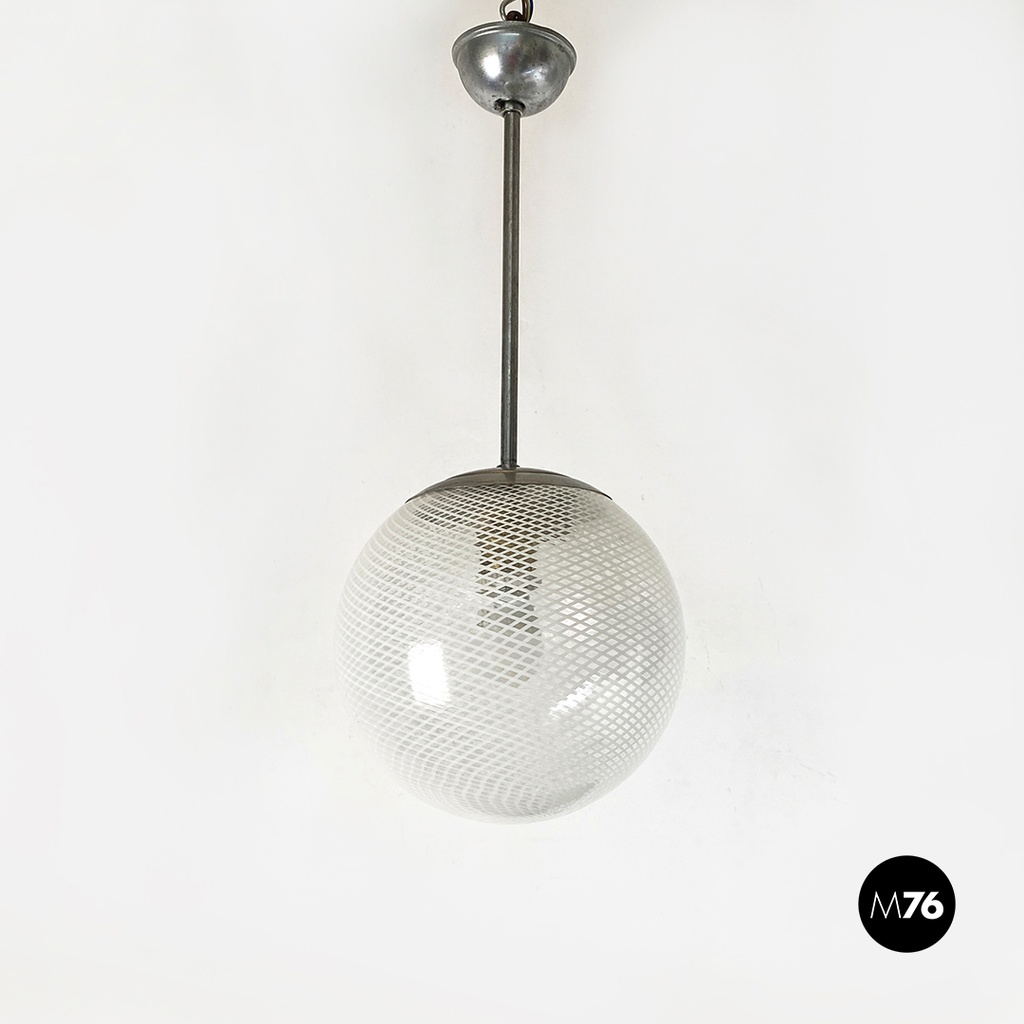 Lampadario in vetro reticella,  1930 ca.