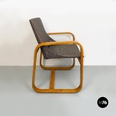 Poltrona in legno e tessuto,  1960 ca.