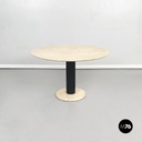 Tavolo da caffè in travertino e metallo nero, 1970 ca.