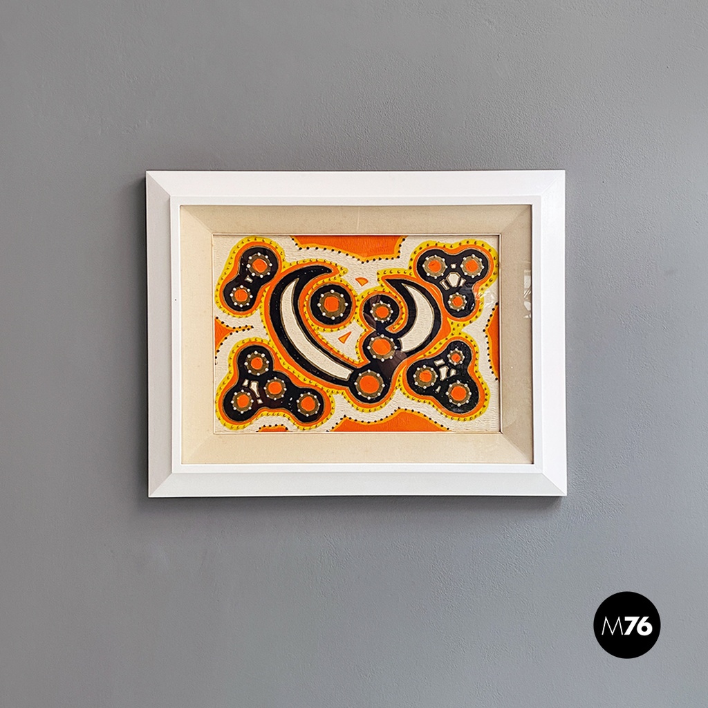 Quadro astratto arancio e blu,  1970 ca.
