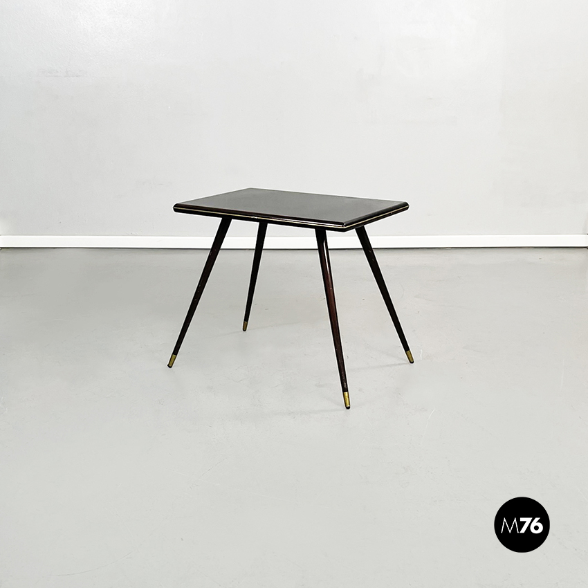 Tavolo da caffè in legno e ottone,  1950 ca.