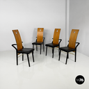 Sedie in legno e ottone di Pierre Cardin, 1980 ca.