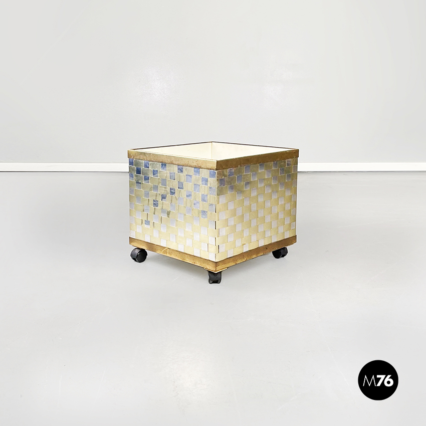 Fioriera in ottone e acciaio,  1970 ca.