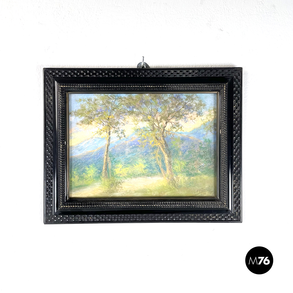Quadro a pastello ad olio con cornice guilloché,  1932