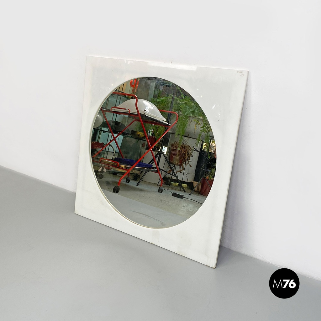 Specchio da parete in plastica bianco, 1970 ca.