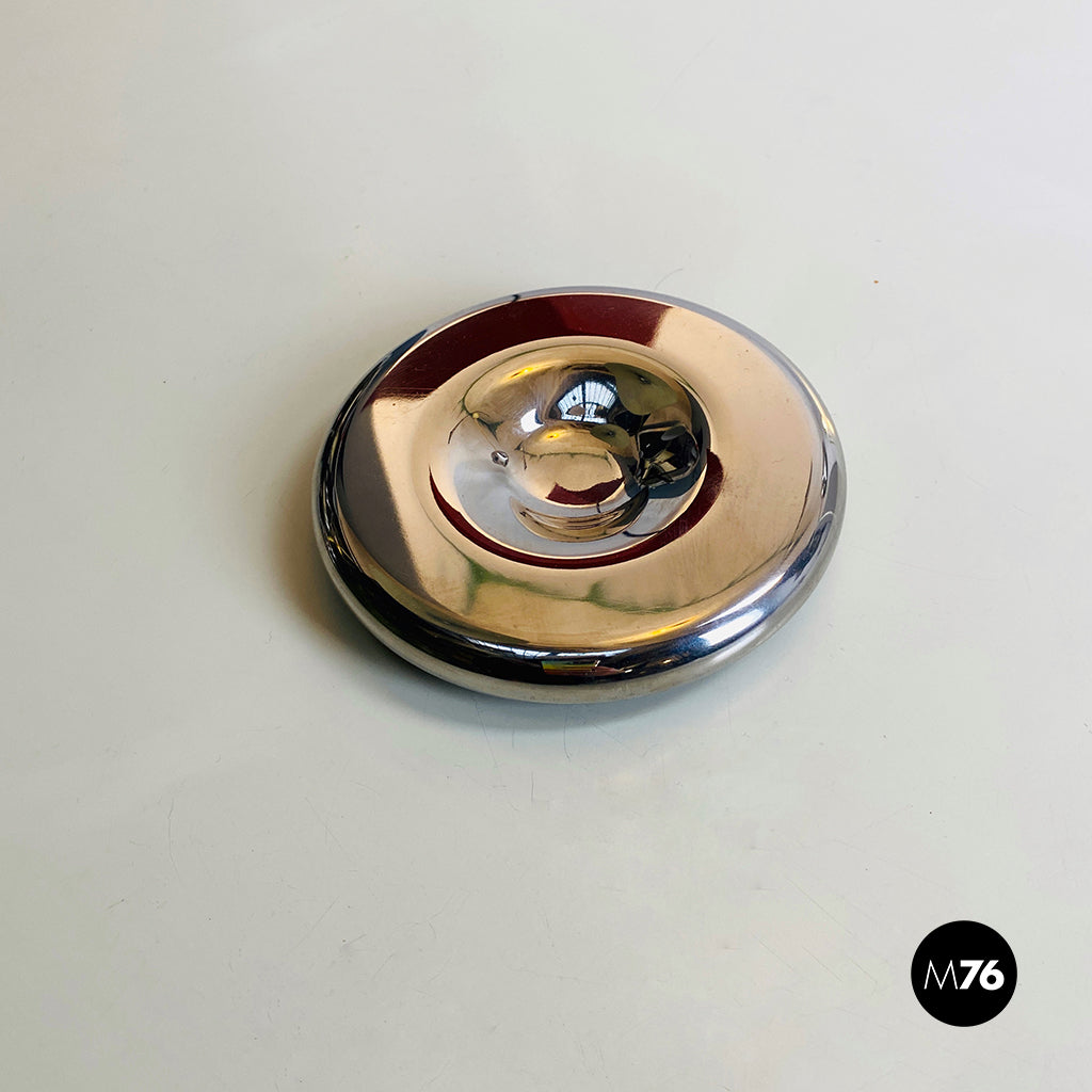 Posacenere  da tavolo in metallo cromato, 1970 ca. 