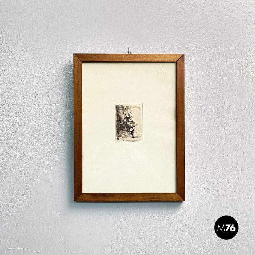 Quadro con incisione e cornice in legno, 1800 ca.