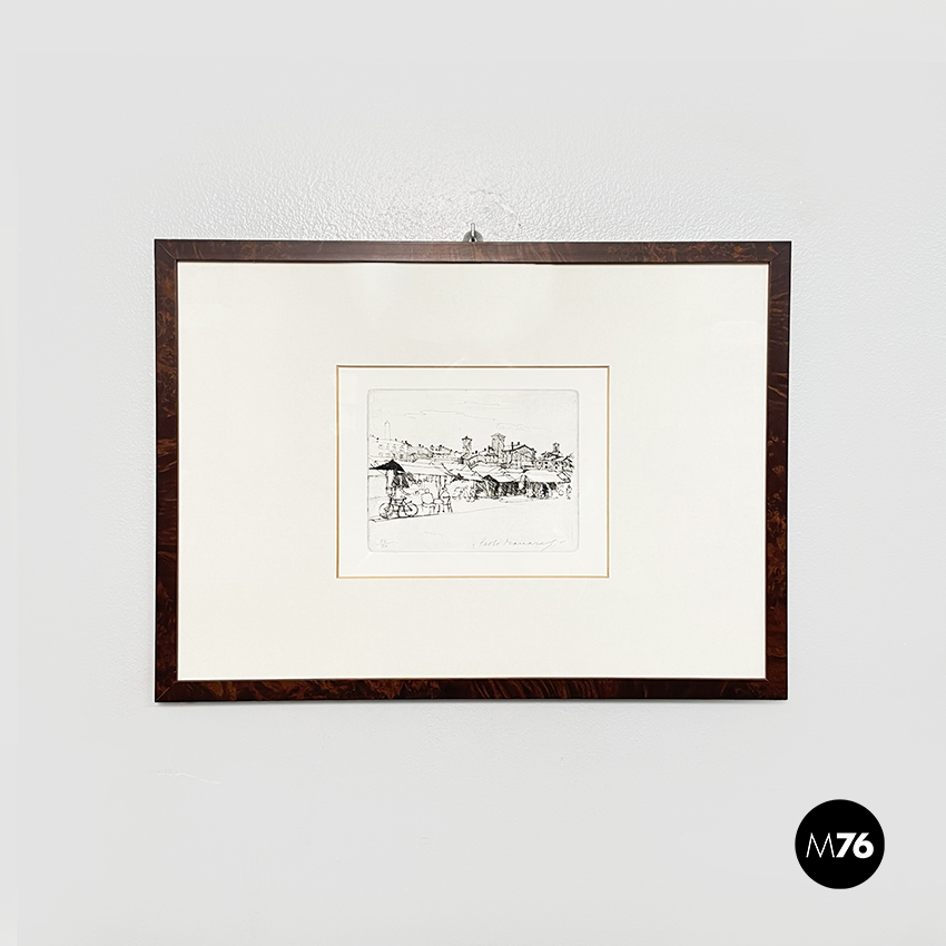 Quadro con stampa ad incisione di Paolo Manaresi,  1945