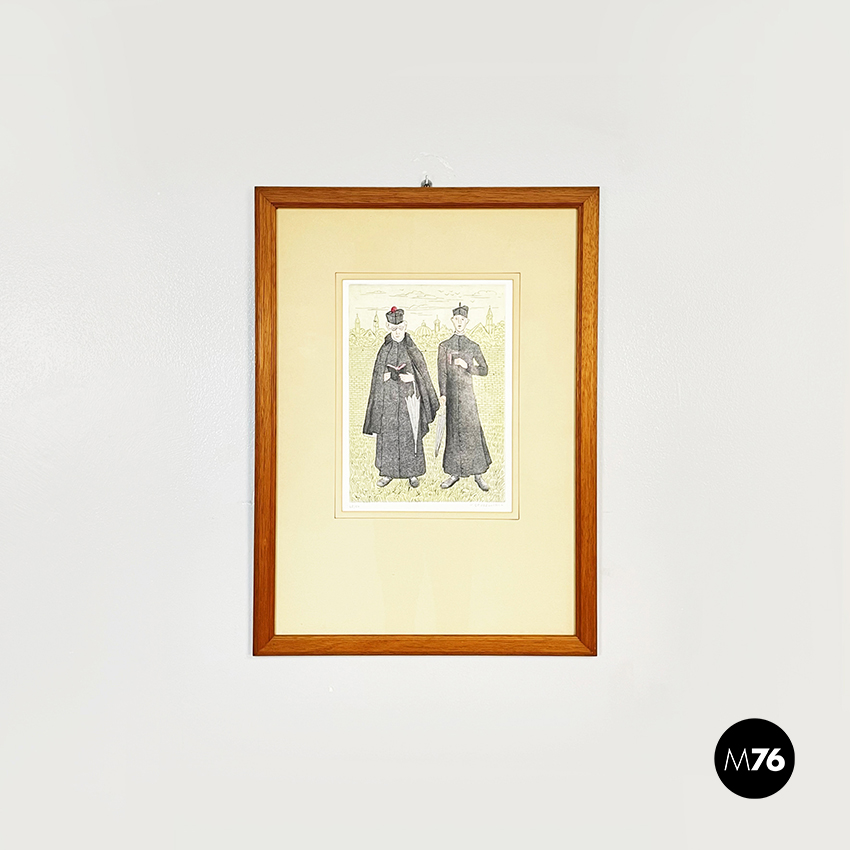 Quadro con stampa ad incisione di Gianfilippo Usellini, prima metà del 1900 ca.