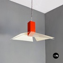 Lampadario in metallo bianco e rosso, 1980 ca.