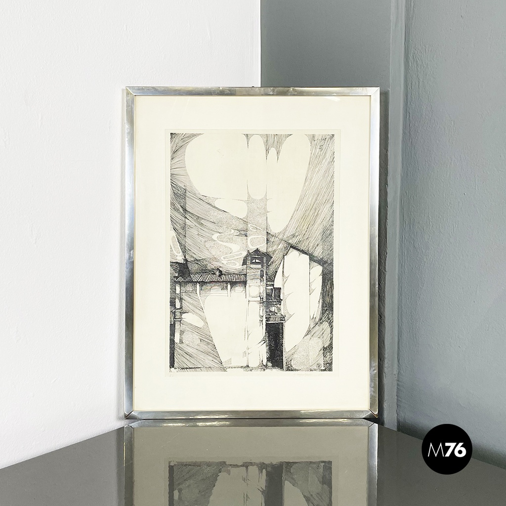 Quadro con stampa ad incisione su carta, 1965