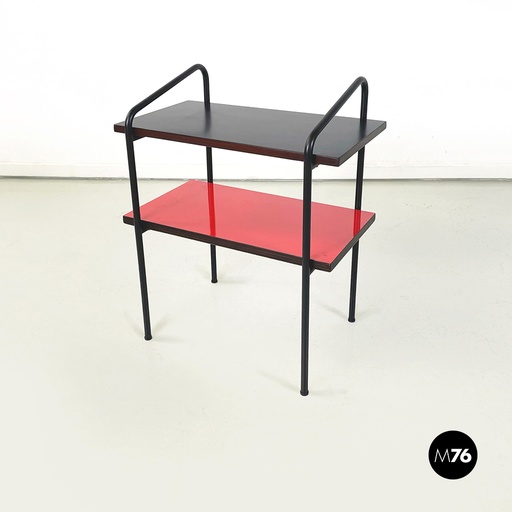 [2220001326] Comodino in formica con doppia mensola, 1960 ca. 