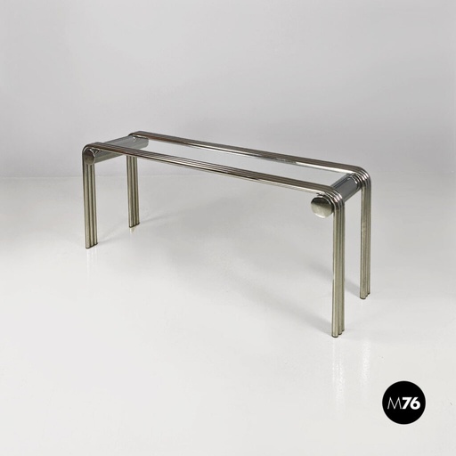 [2520005628] Consolle in vetro e acciaio, 1970 ca. 