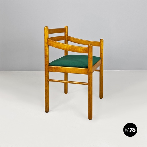 [2220002183] Sedia in legno e tessuto verde, 1960 ca.