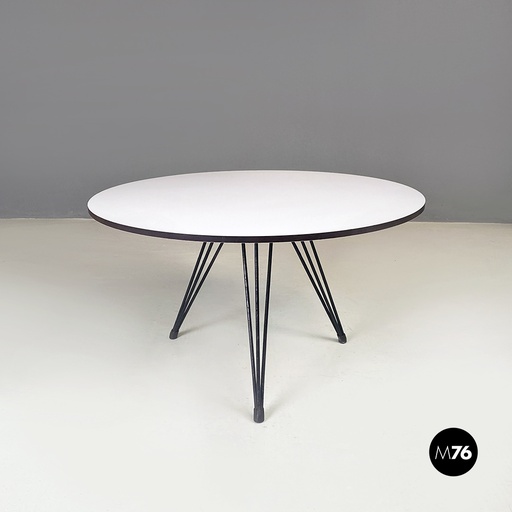 [2320003352] Tavolo da caffè in laminato bianco e metallo nero, 1960 ca. 