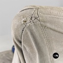 Poltrone in legno e tessuto grigio e blu, 1980 ca.