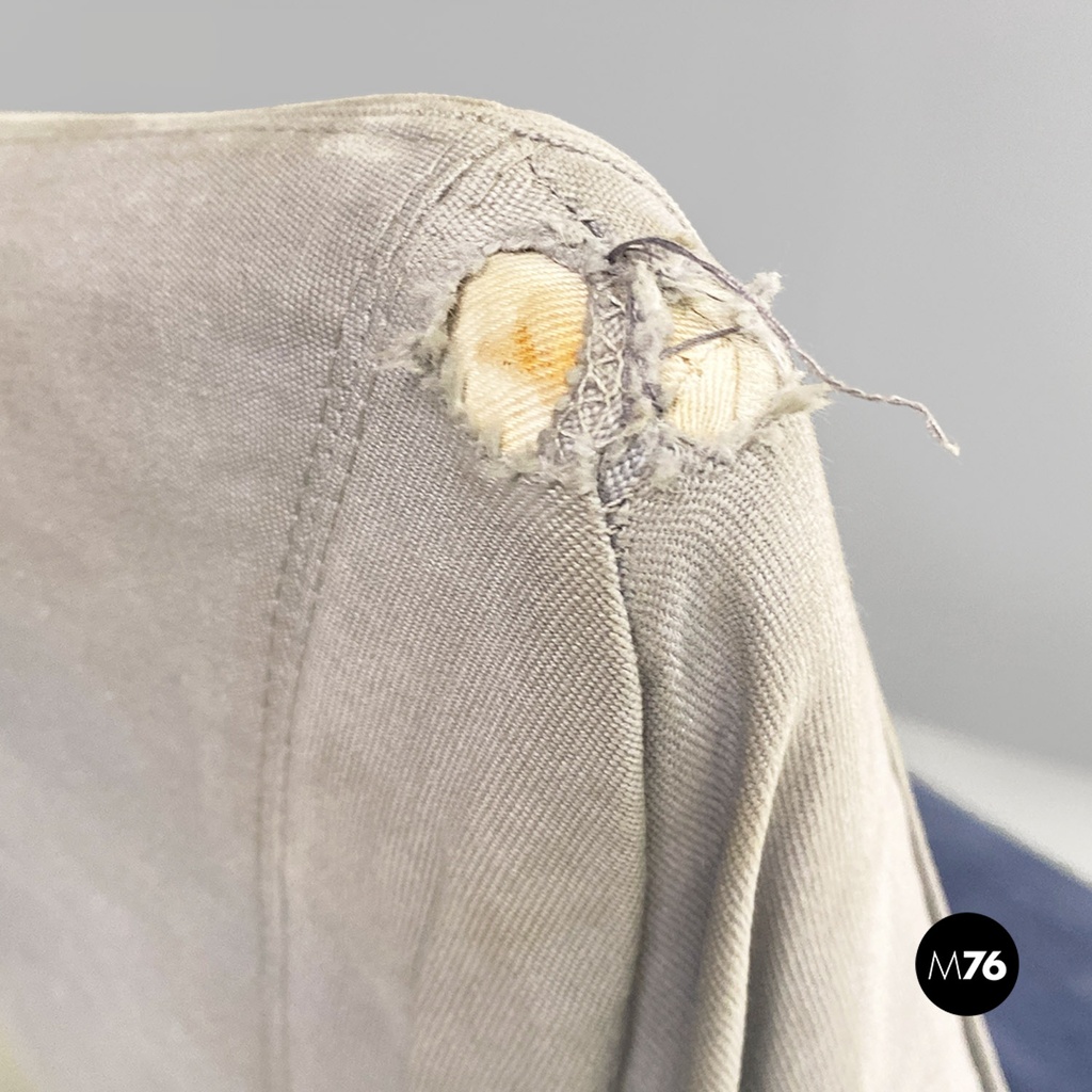 Poltrone in legno e tessuto grigio e blu, 1980 ca.