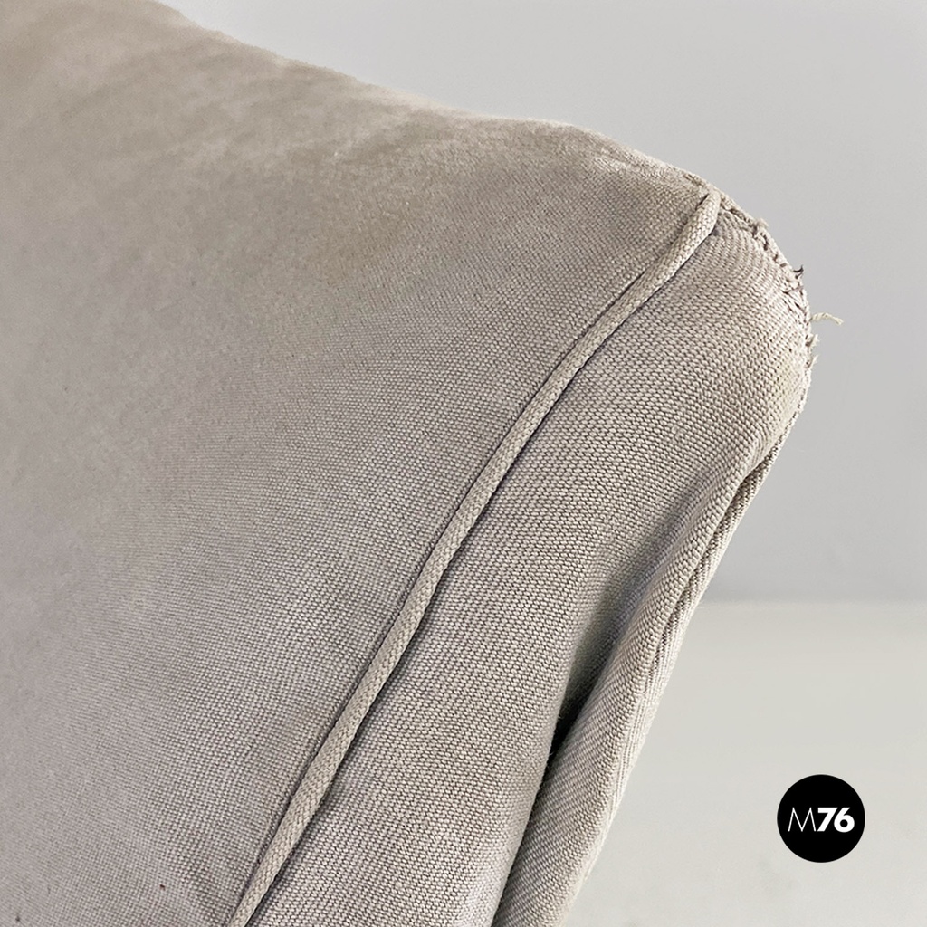 Poltrone in legno e tessuto grigio e blu, 1980 ca.