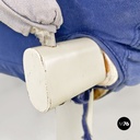 Poltrone in legno e tessuto grigio e blu, 1980 ca.