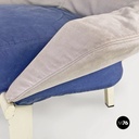 Poltrone in legno e tessuto grigio e blu, 1980 ca.