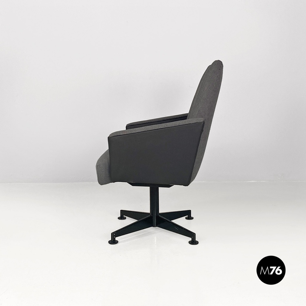 Poltrone girevoli da scrivania in tessuto grigio, 1960 ca.