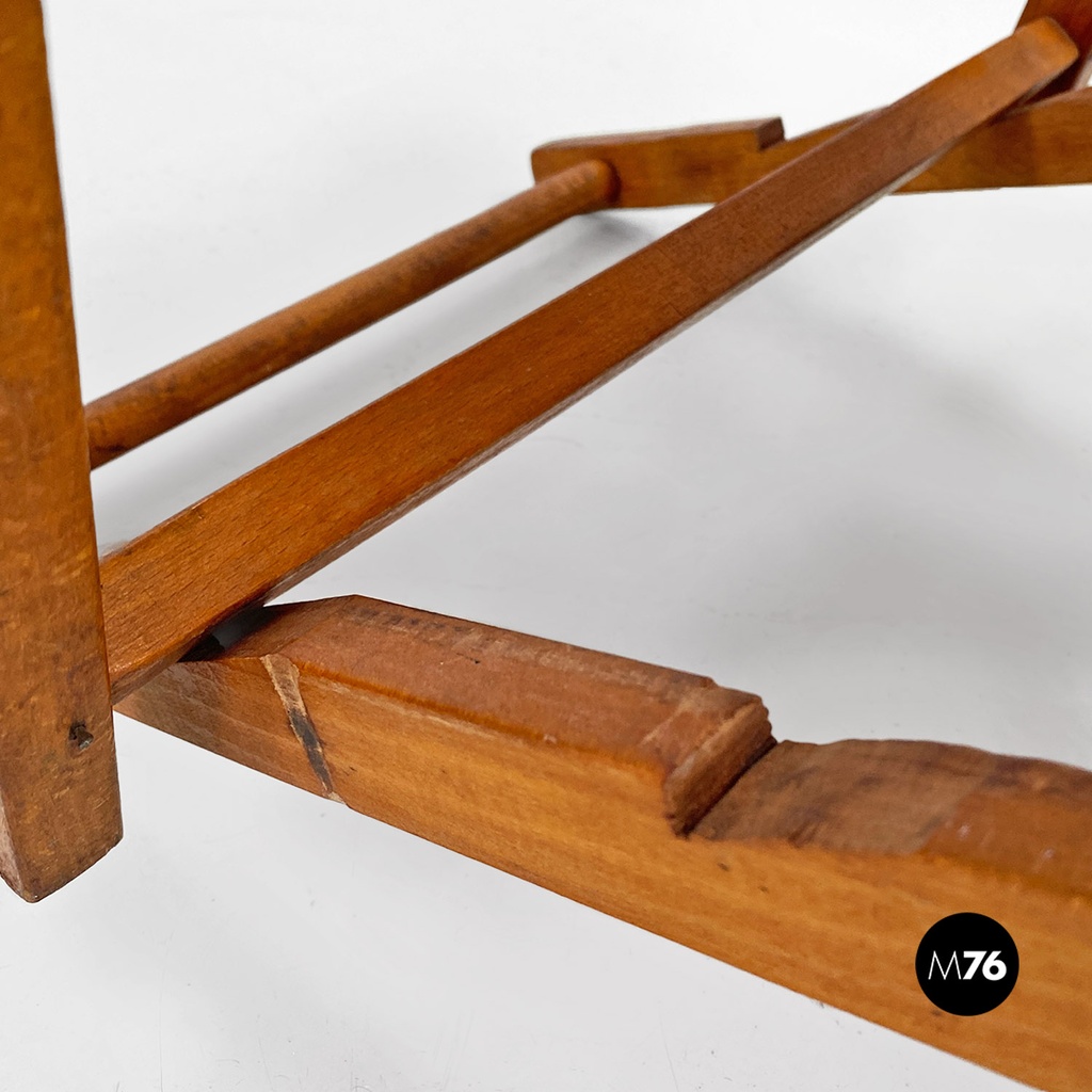 Sdraio da bambino in tessuto a riche e legno, 1950 ca.