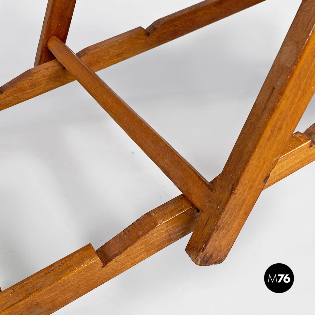 Sdraio da bambino in tessuto a riche e legno, 1950 ca.