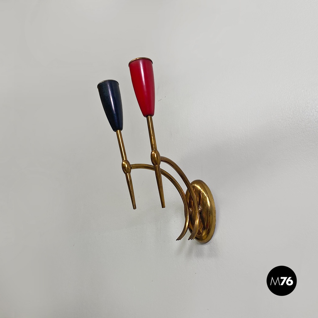 Applique a due bracci in ottone, 1950 ca.