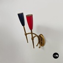 Applique a due bracci in ottone, 1950 ca.