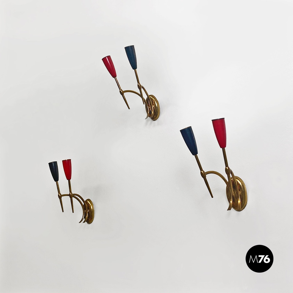 Applique a due bracci in ottone, 1950 ca.