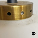 Applique in vetro opalino e metallo nero, 1950 ca.