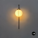 Applique in vetro opalino e metallo nero, 1950 ca.