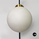 Applique in vetro opalino e metallo nero, 1950 ca.