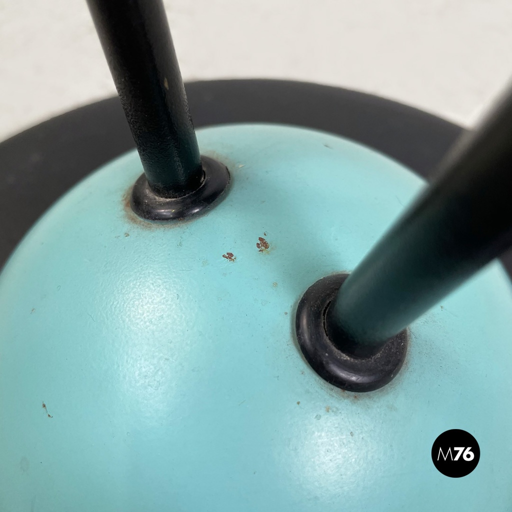  Posacenere da terra in metallo azzurro e nero, 1980 ca.