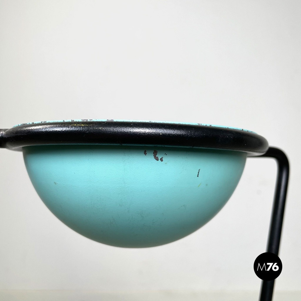  Posacenere da terra in metallo azzurro e nero, 1980 ca.