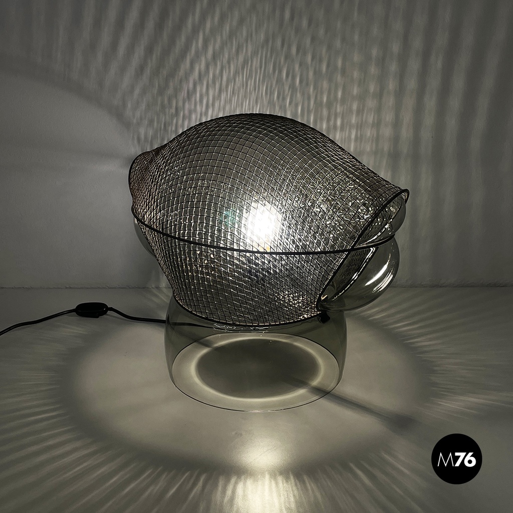 Italian modern glass steel table lamp Patroclo by Gae Aulenti for Artemide, 1970