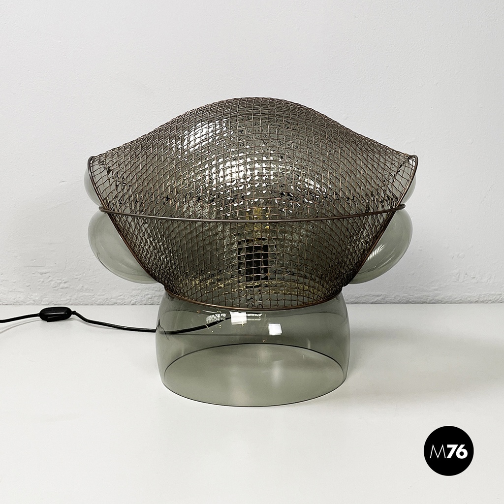 Italian modern glass steel table lamp Patroclo by Gae Aulenti for Artemide, 1970