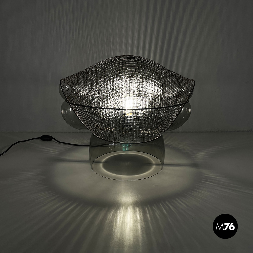 Italian modern glass steel table lamp Patroclo by Gae Aulenti for Artemide, 1970