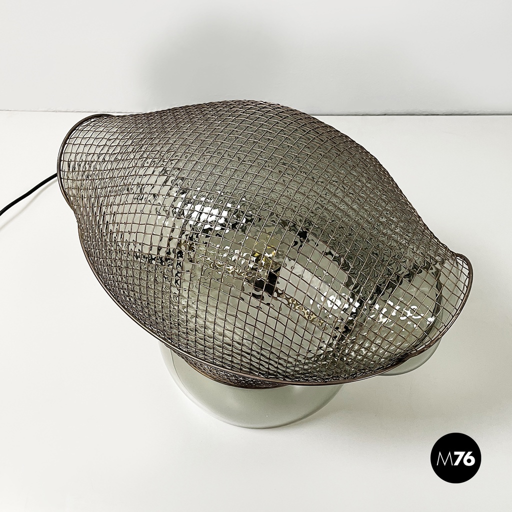 Italian modern glass steel table lamp Patroclo by Gae Aulenti for Artemide, 1970