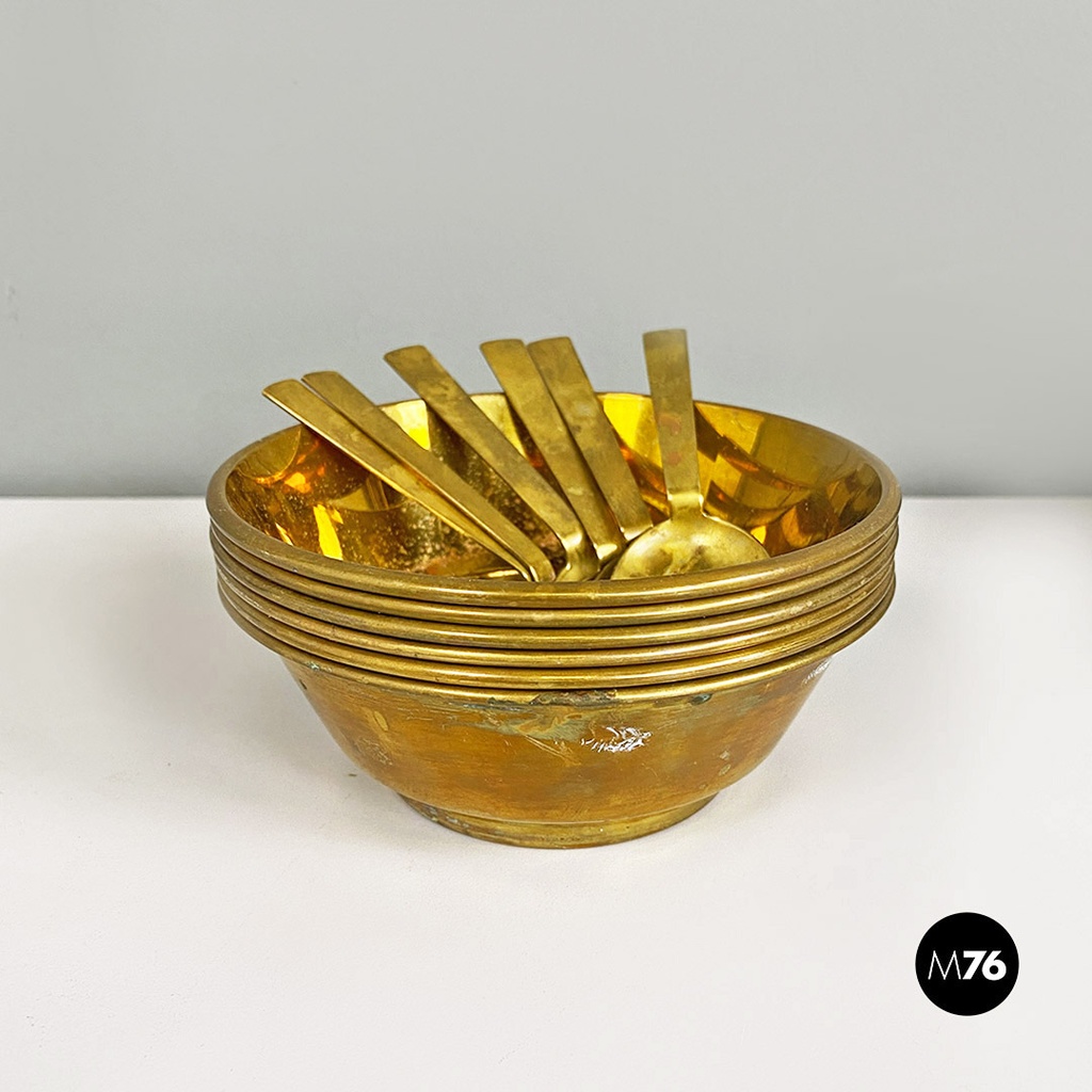 Servizio da macedonia in ottone, 1970 ca.