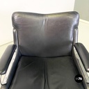 Poltrone da ufficio in acciaio e pelle nera, 1970 ca.