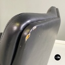 Poltrone da ufficio in acciaio e pelle nera, 1970 ca.